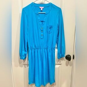 Lilly Pulitzer Size Medium Becket Jersey Knit Cotton Dress Turquoise